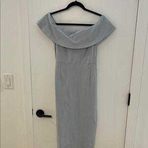 Aritzia Babaton Blue Off-Shoulder Sheath Dress